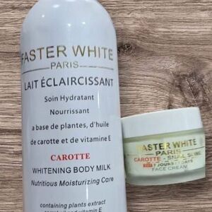 FASTER WHITE Paris CAROTTE Body Lotion, Face Cream Skin 2 pieces